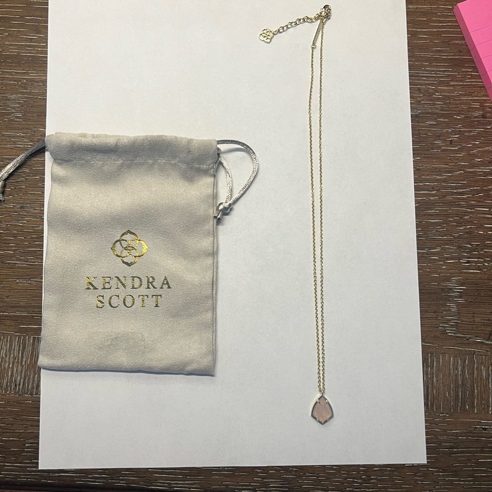 Kendra Scott light pink stone in gold necklace